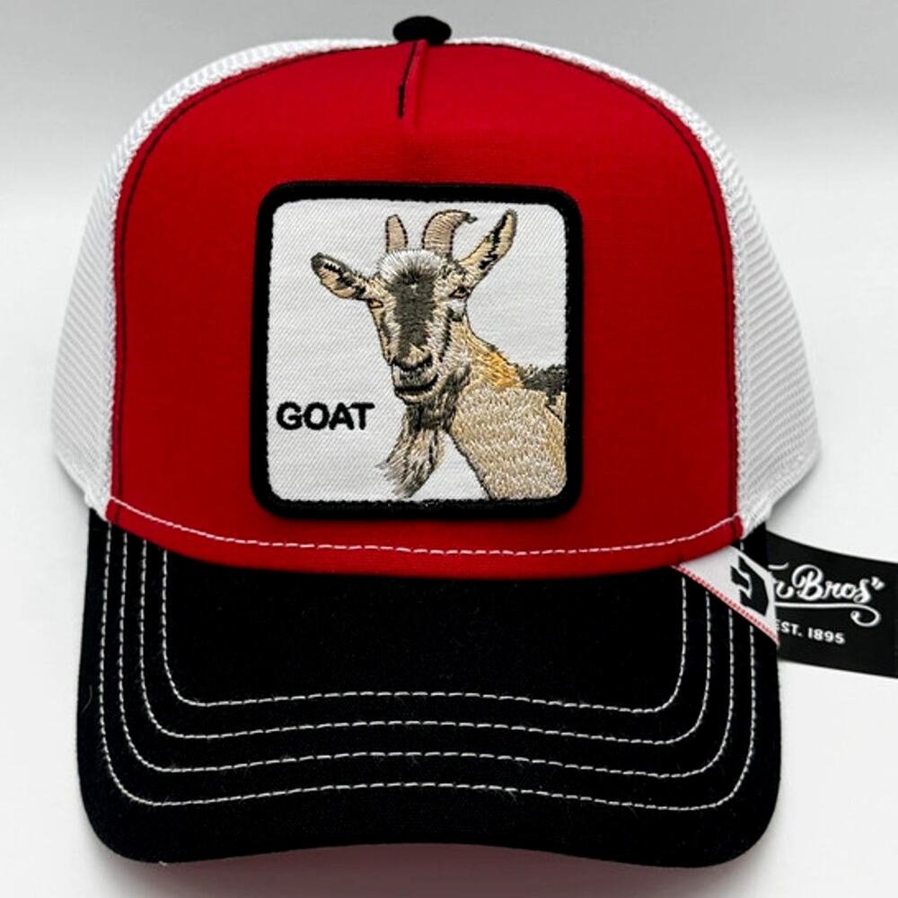 Goorin Bros The Farm MVP Series the GOAT White/Red/Black Organic Trucker Hat NWT
